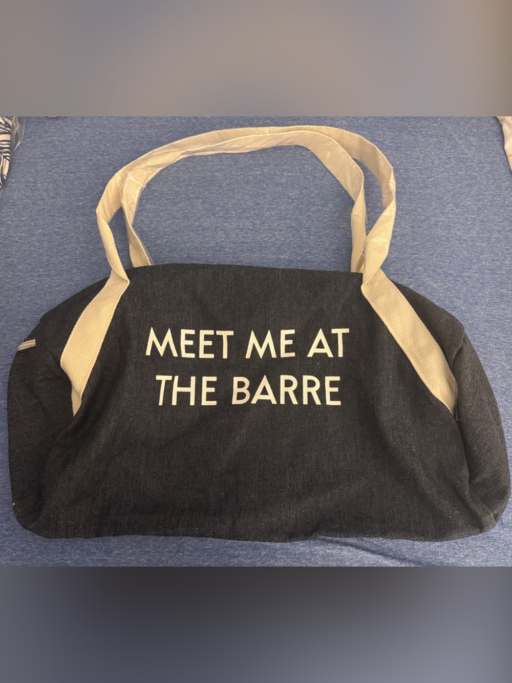 Meet Me At The Barre Canvas Tote - Black with Cream Straps